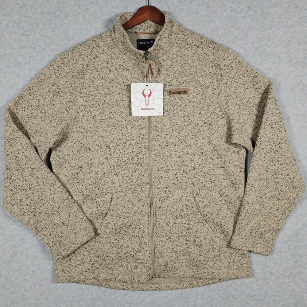 Badlands Men's XL Tan Galt Jacket Full Zip Fleece Outdoor Hunting Casual Sweater